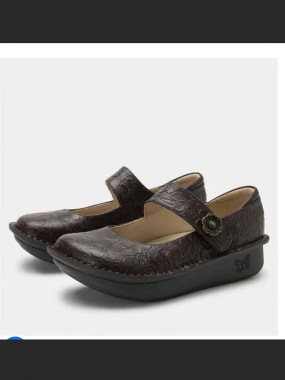 Alegria Paloma Flutter Choco Tooled Leather EU 39 Brown Mary Jane Shoes Size 9